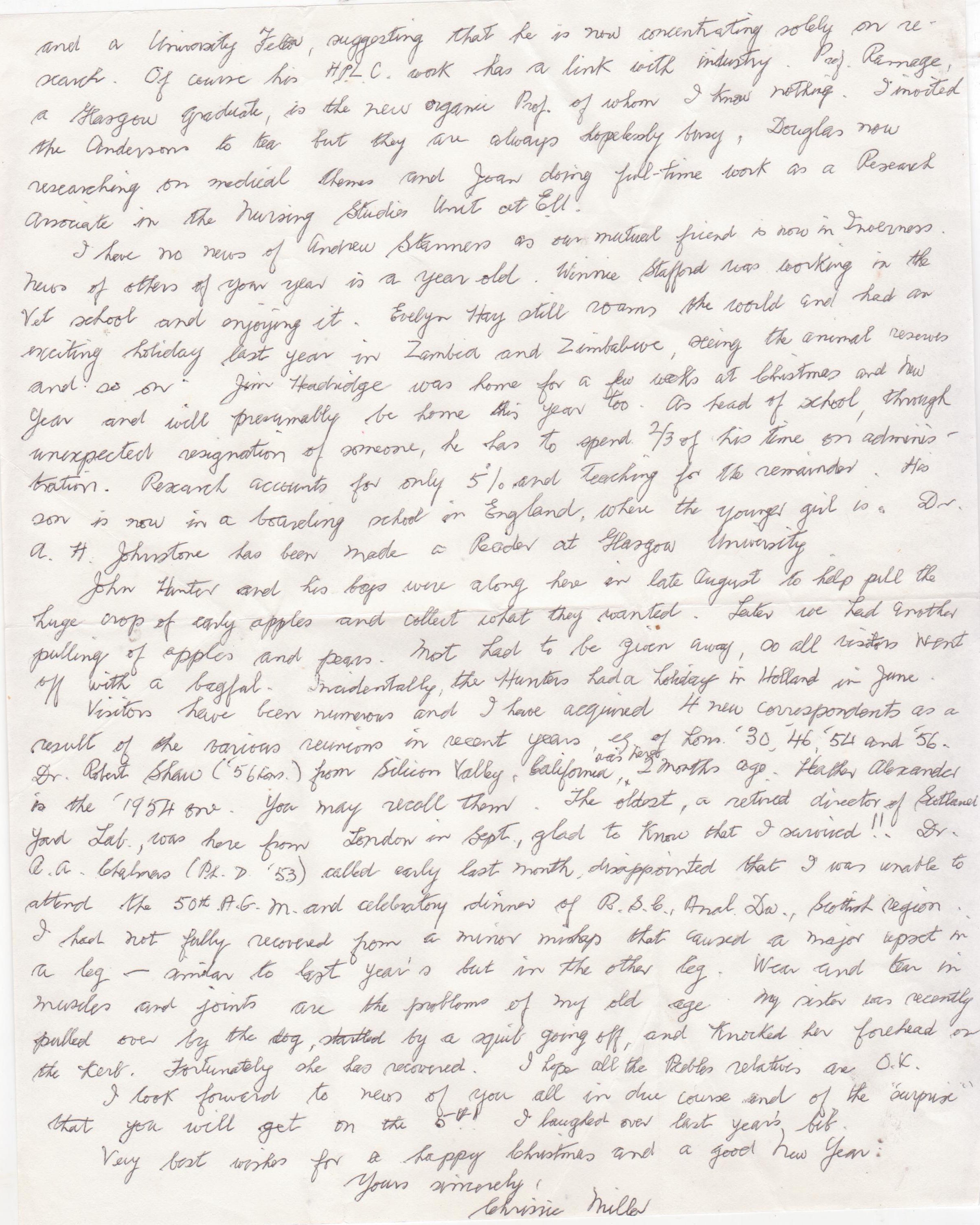 Dr Miller Letter of 2
                      Dec. 1984